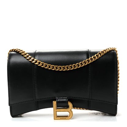 Balenciaga Shiny Box Calfskin Hourglass Chain Bag Black 1 of 9
