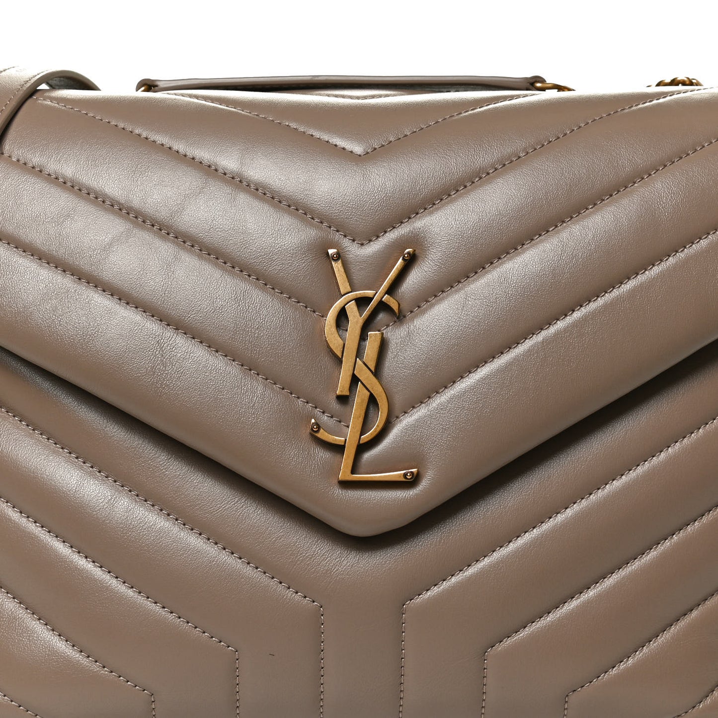 Calfskin Y Quilted Monogram Medium Loulou Chain Satchel Taupe