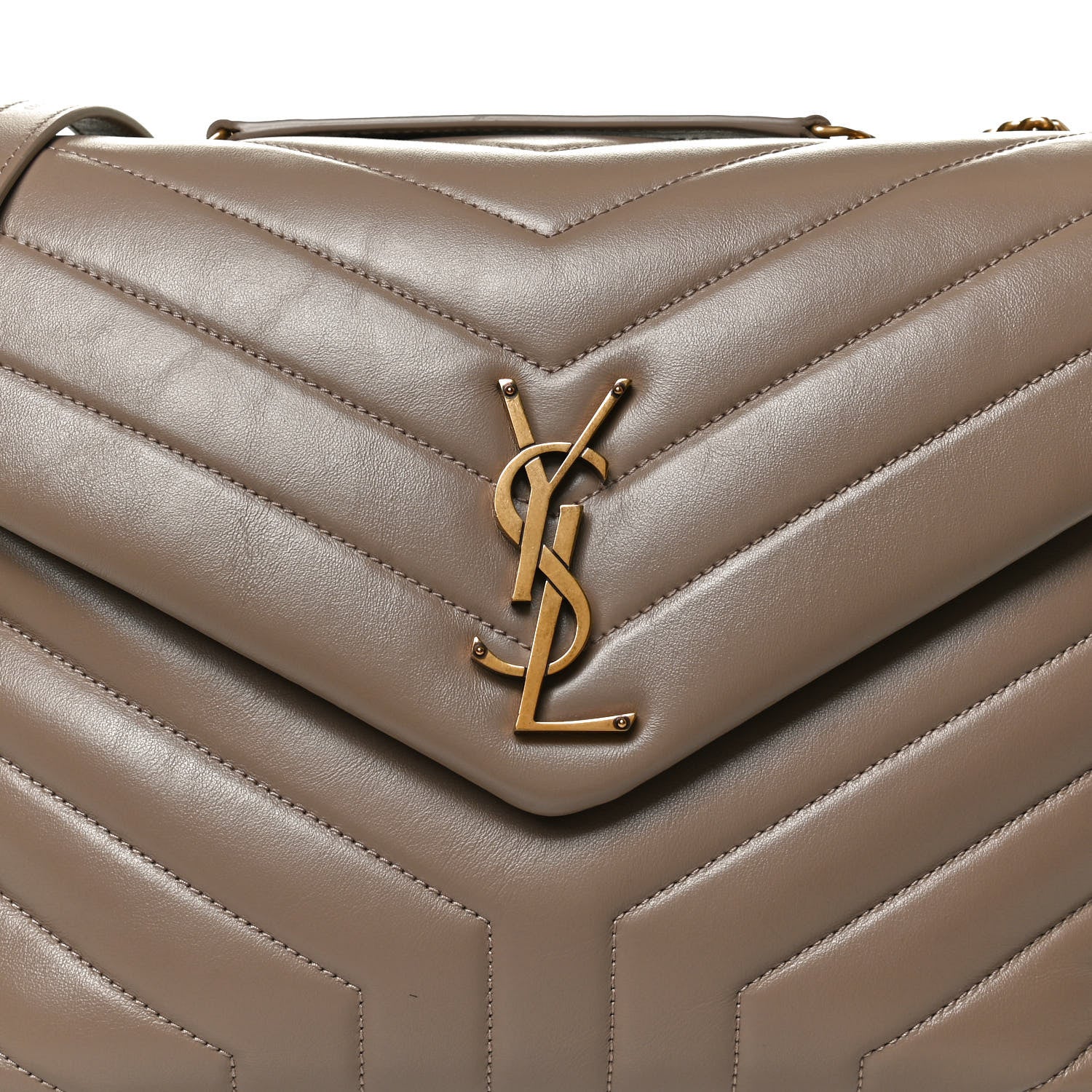Saint Laurent Calfskin Y Quilted Monogram Medium Loulou Chain Satchel Taupe 12 of 14