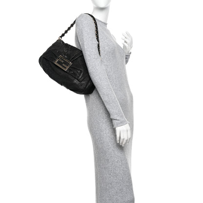 Fendi Crinkled Lambskin Mia Shoulder Flap Black 2 of 11