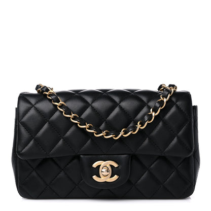 Chanel Lambskin Quilted Mini Rectangular Flap Black 1 of 10