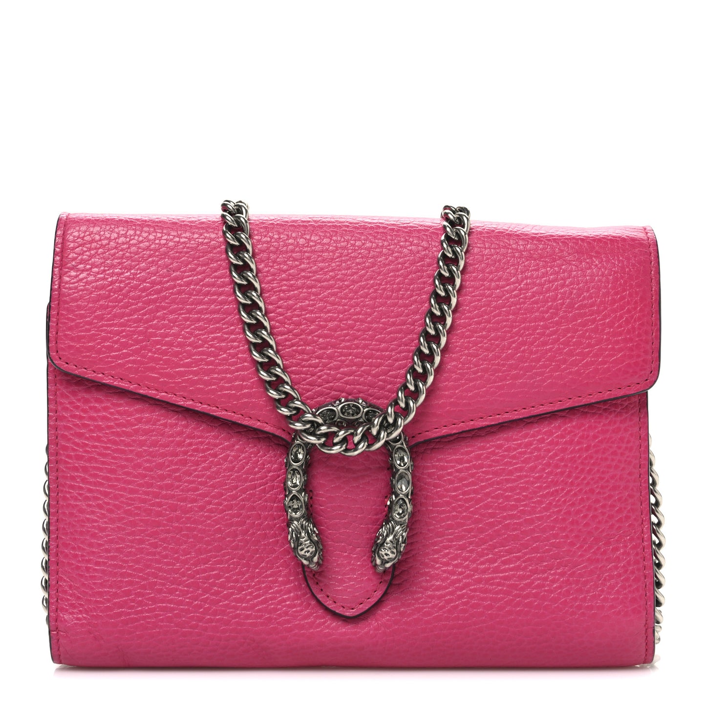 Dollar Calfskin Crystal Mini Dionysus Chain Wallet Box Pink