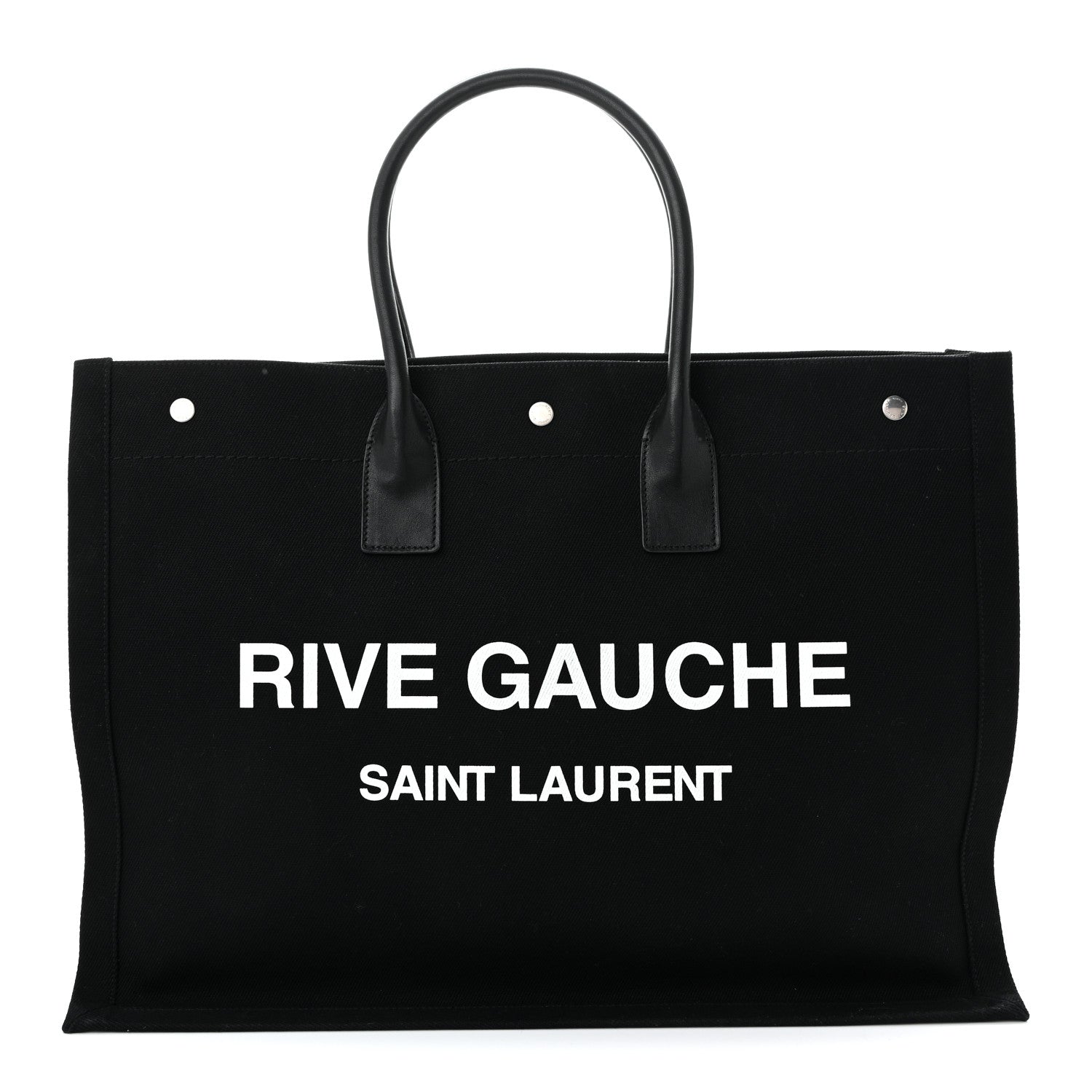 Saint Laurent Linen Calfskin Rive Gauche Tote Black 1 of 10