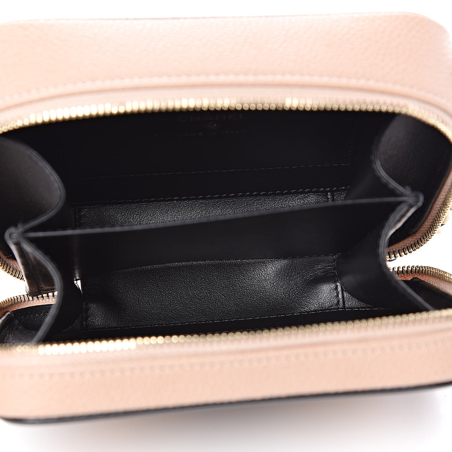 Caviar Quilted CC Filigree Vanity Clutch With Chain Beige Black