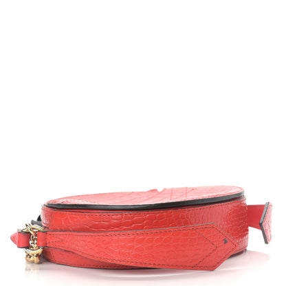 Givenchy Calfskin Crocodile Embossed Eden Round Red 4 of 11