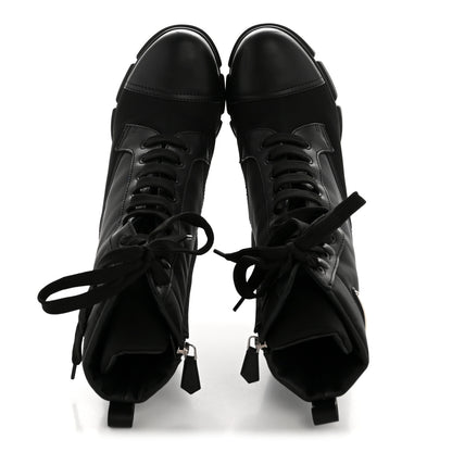 Prada Spazzolato Re-Nylon Metal Triangle Logo 110mm Ankle Boots 40 Black 2 of 12