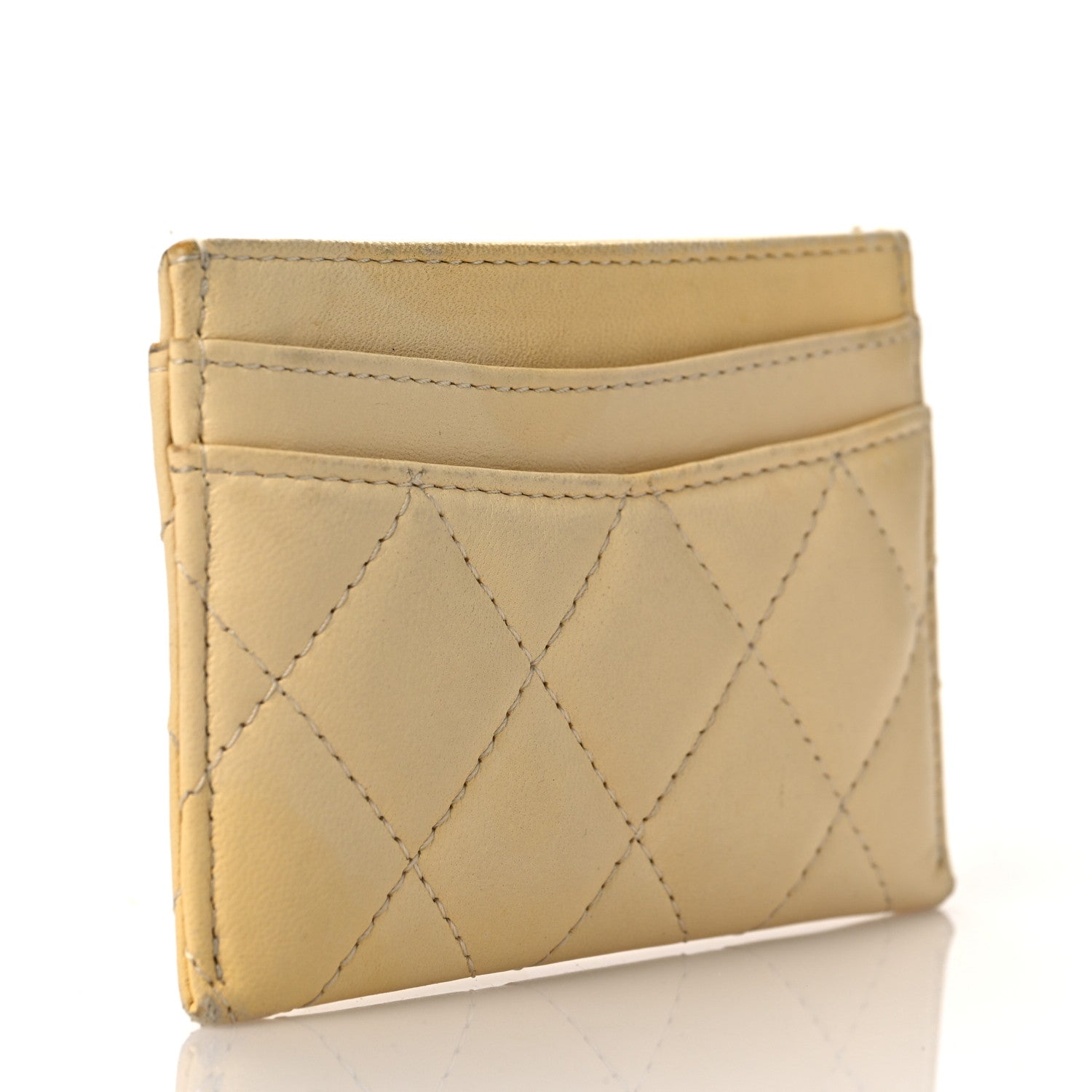 Chanel Lambskin Quilted Card Holder Light Yellow 3 of 10