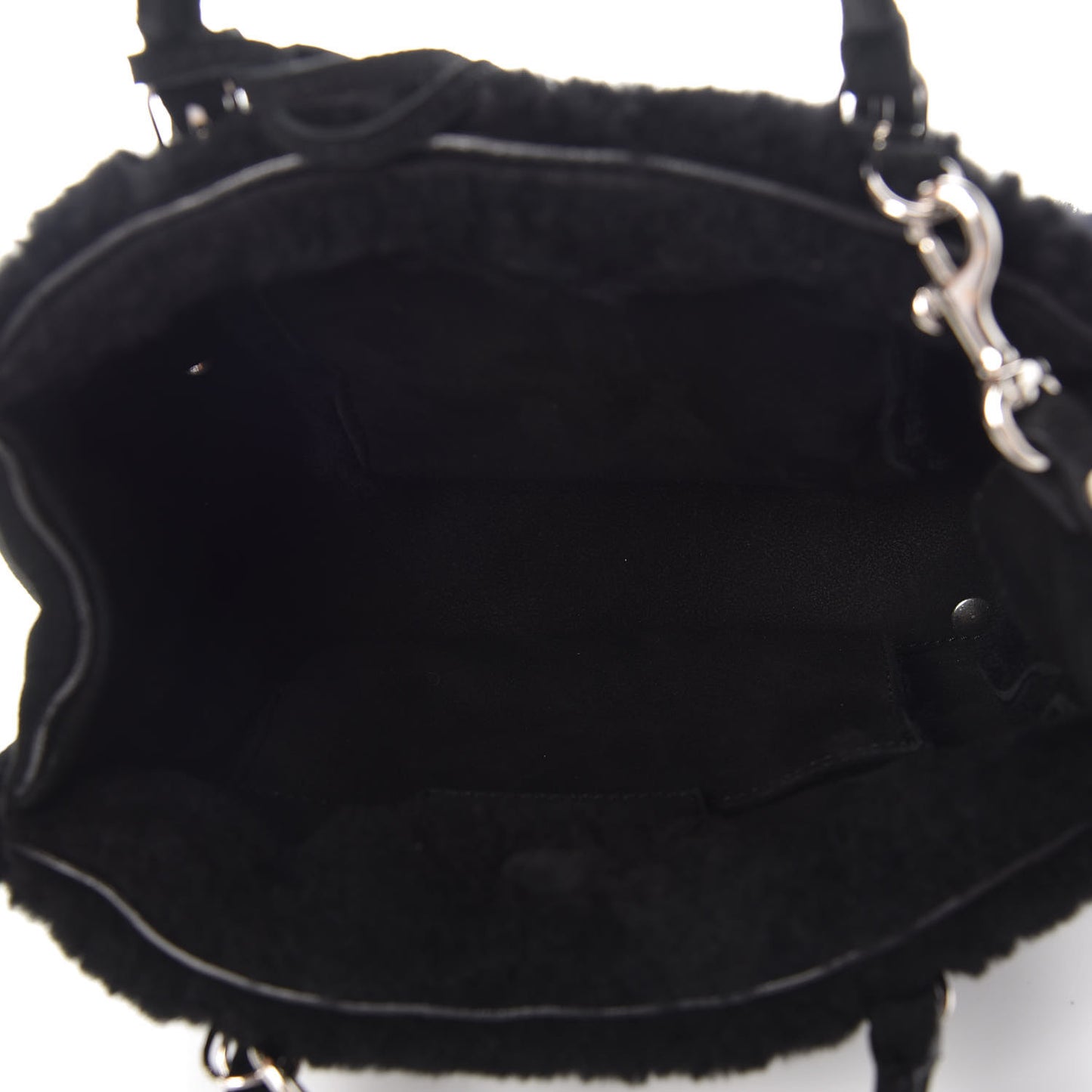 Shearling Suede Classic Silver Hardware Papier Mini A4 Tote Black
