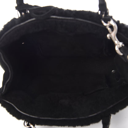 Balenciaga Shearling Suede Classic Silver Hardware Papier Mini A4 Tote Black 7 of 9