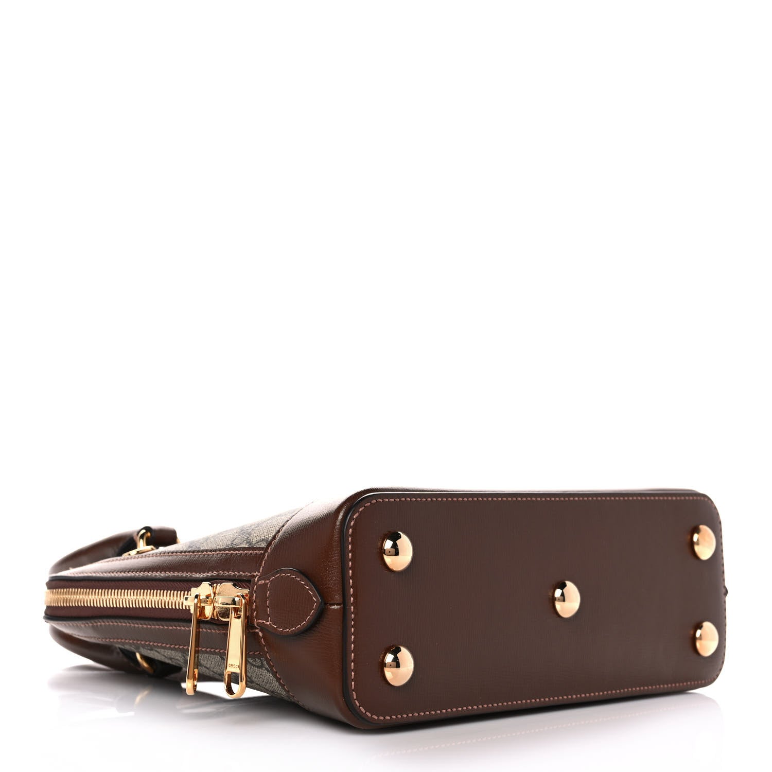 Gucci GG Supreme Monogram Azalea Calfskin Small Horsebit 1955 Top Handle Bag Beige Ebony Brown Sugar 4 of 12