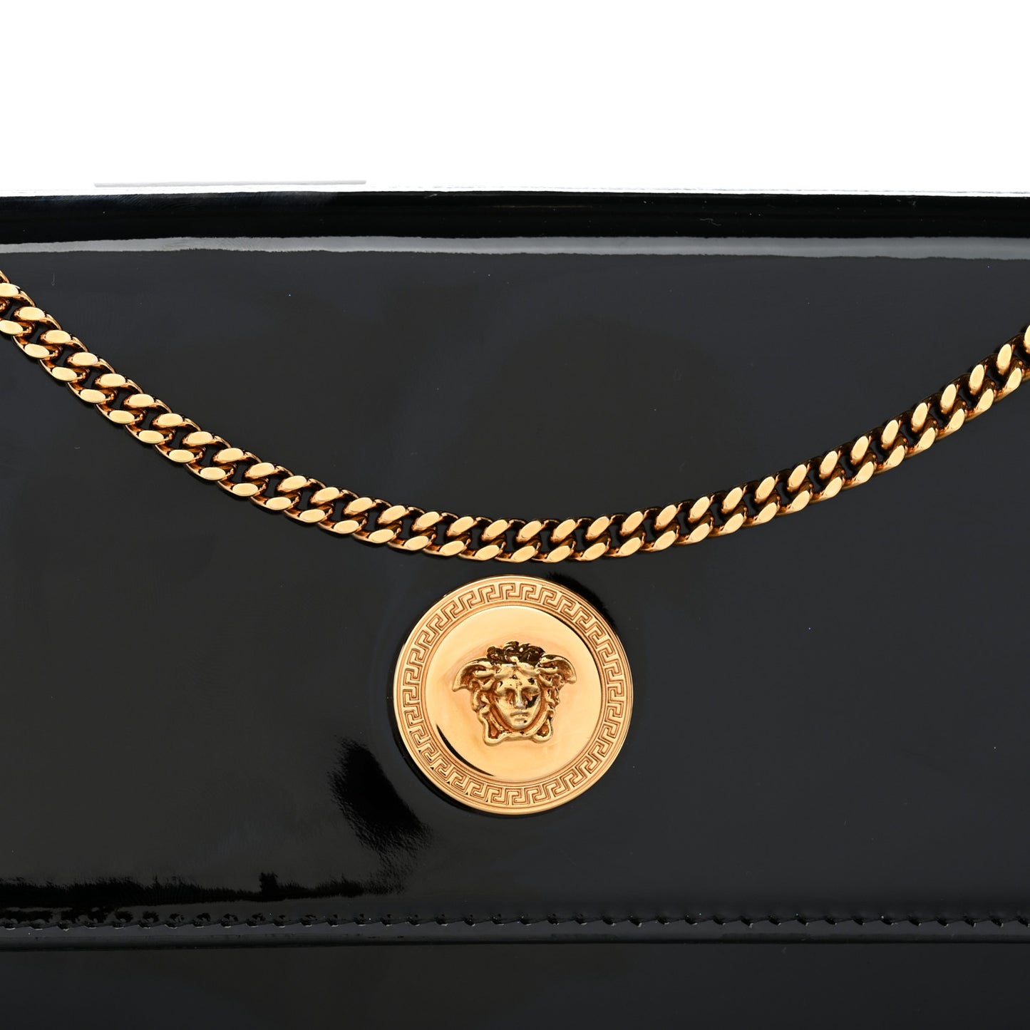 Patent Medusa Clutch With Chain Black