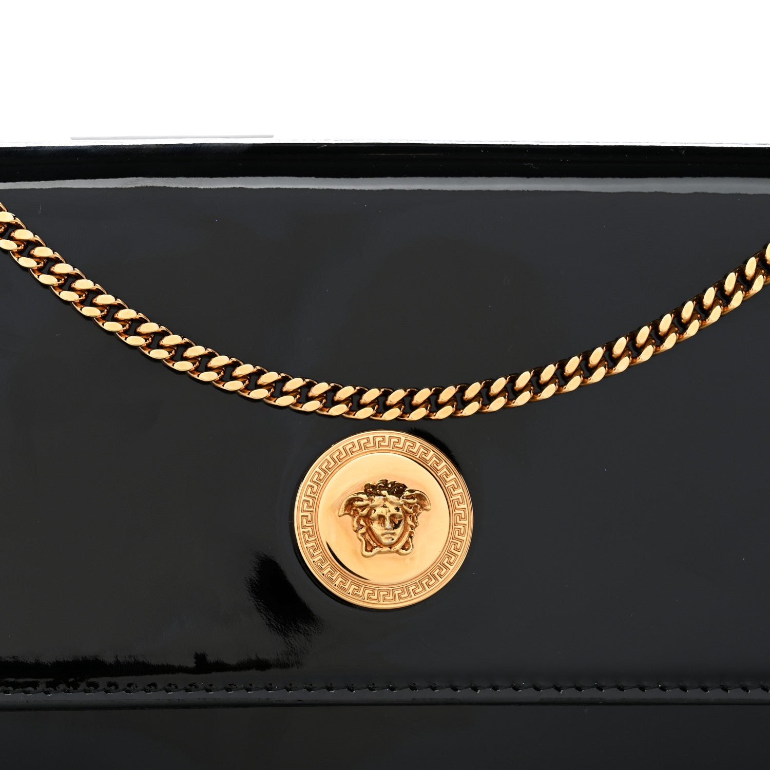 Versace Patent Medusa Clutch With Chain Black 7 of 10