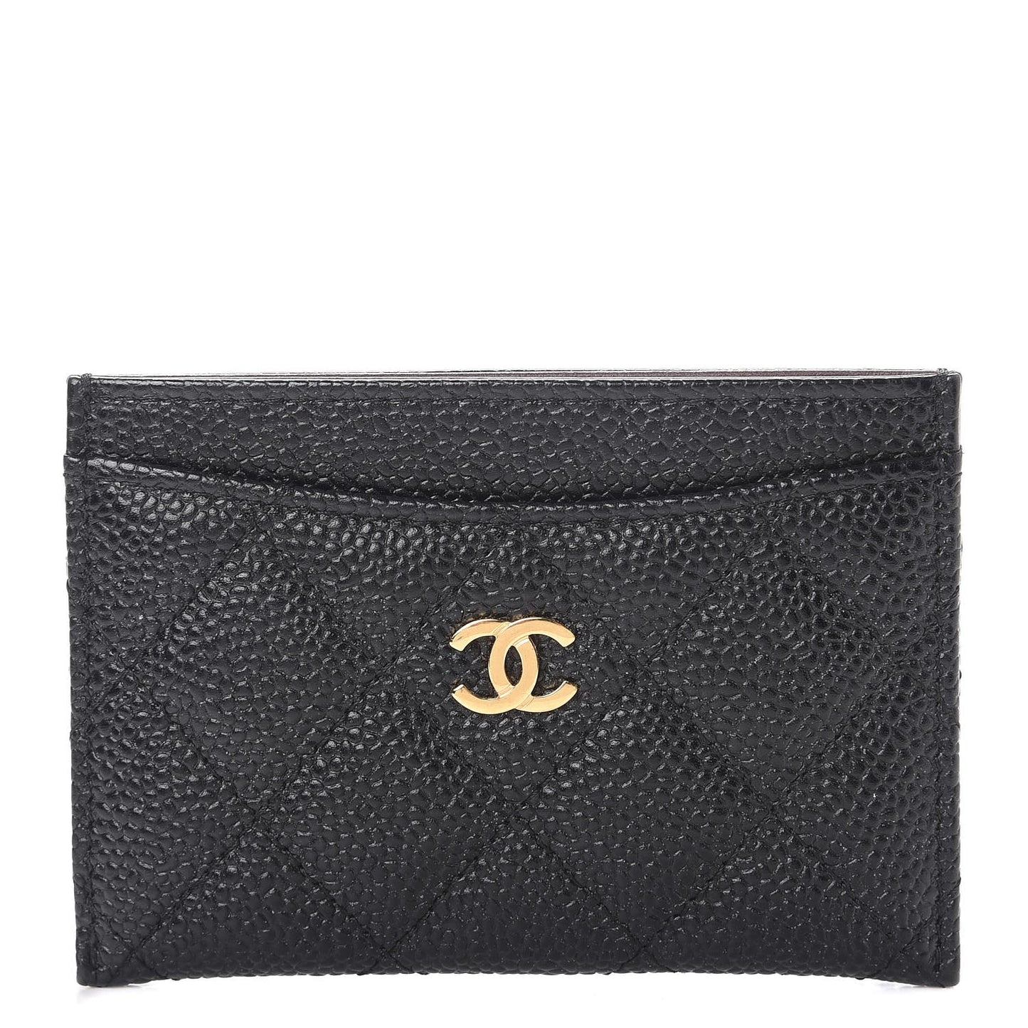 Caviar Quilted Card Holder Black