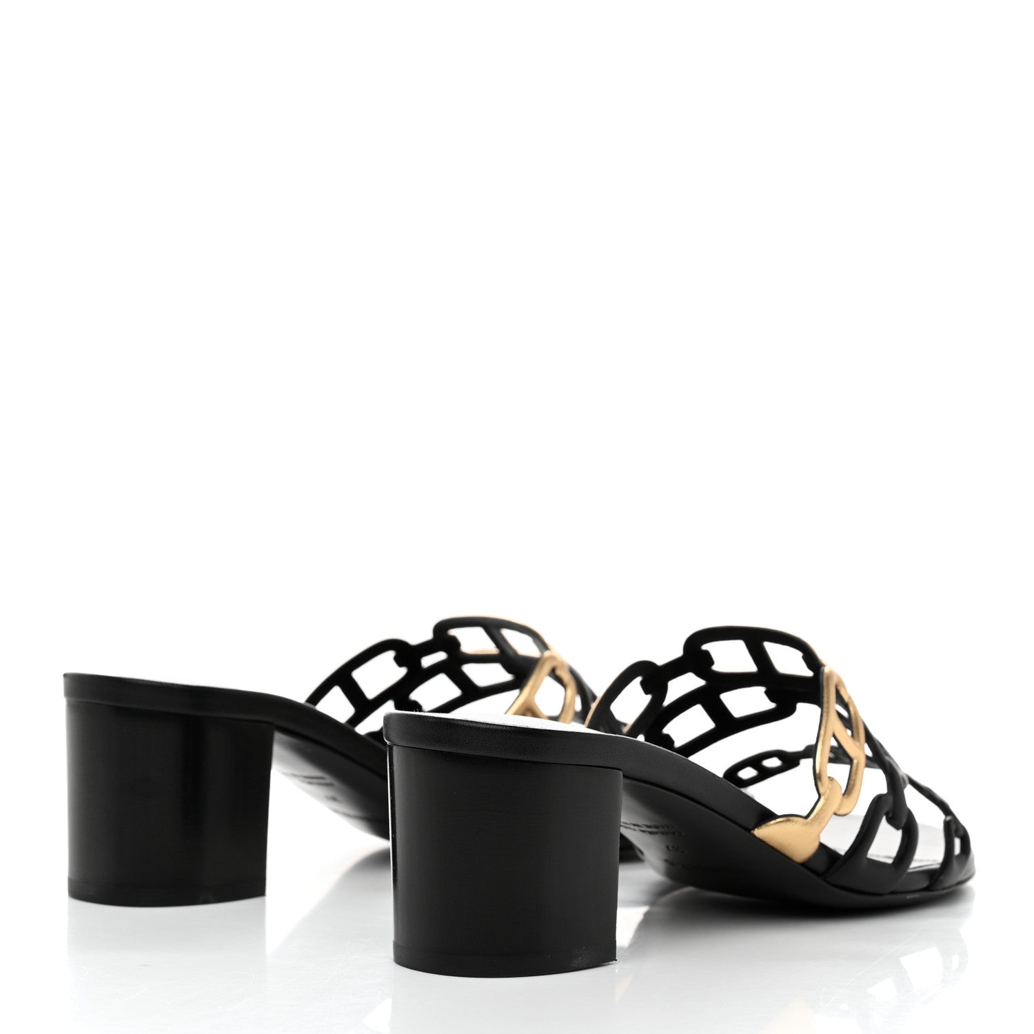Hermes Metallic Nappa Tandem Sandals 37 Black Dore 4 of 9