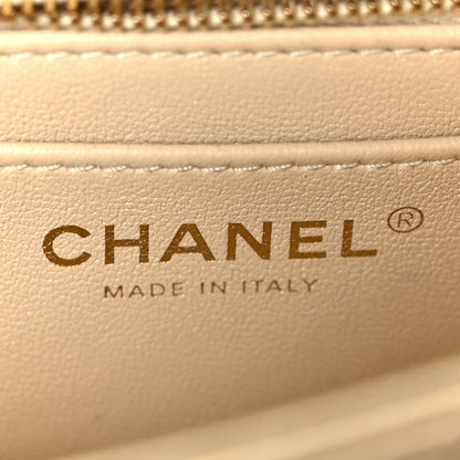 Chanel Metallic Caviar Quilted Mini Rectangular CC Slide Flap Light Gold 6 of 11