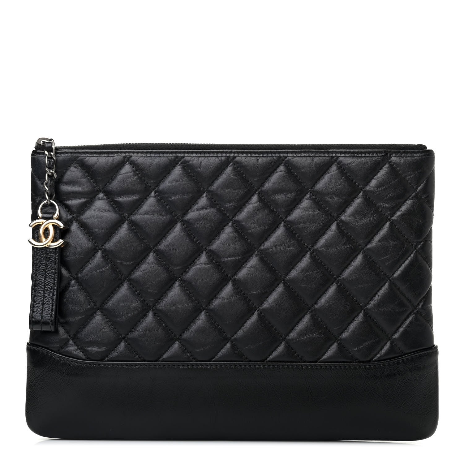 Chanel Aged Calfskin Quilted Medium Gabrielle Cosmetic Case Black 1 of 4