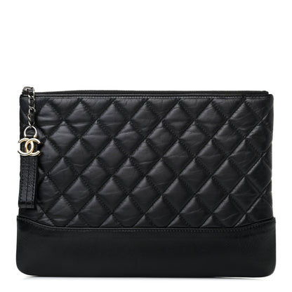 Chanel Aged Calfskin Quilted Medium Gabrielle Cosmetic Case Black 1 of 4