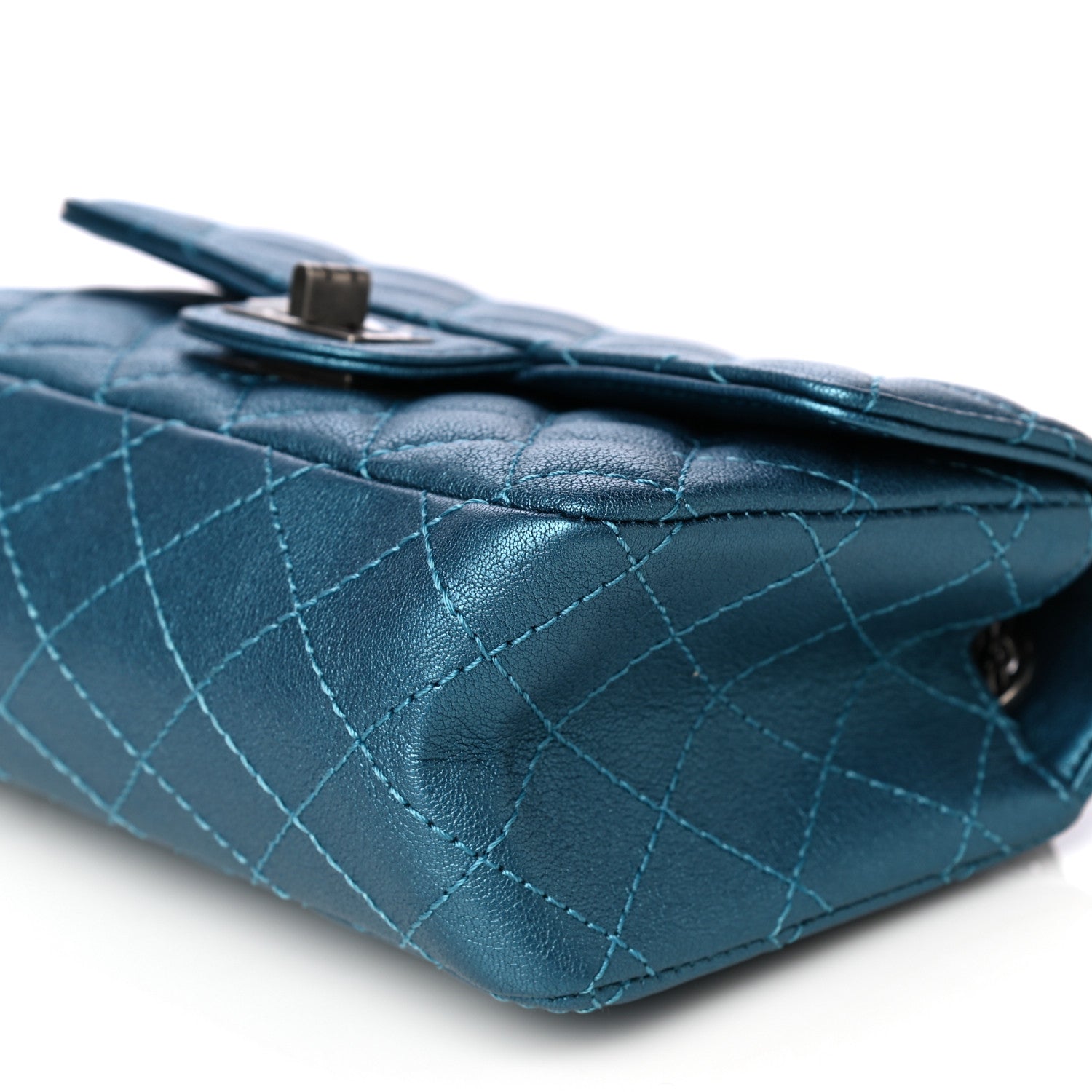 Chanel Metallic Sheepskin Quilted 2.55 Reissue Mini Flap Blue 10 of 10