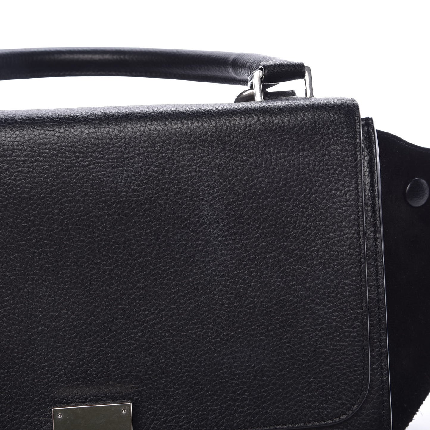 Drummed Calfskin Suede Small Trapeze Black