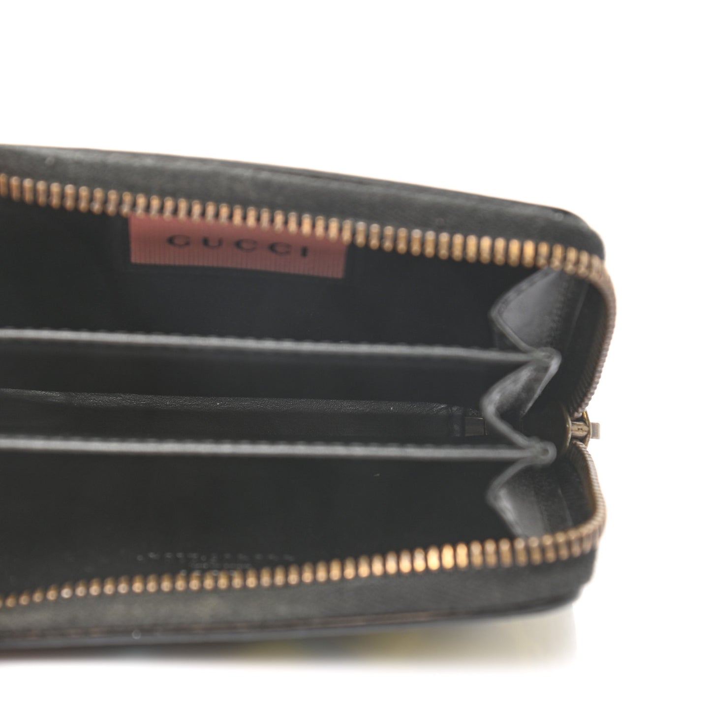 Calfskin GucciGhost Zip Around Card Case Black New Acquamarine