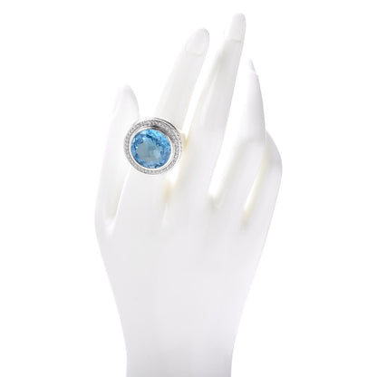 David Yurman Sterling Silver Diamond Blue Topaz 25mm Cerise Ring 56 7.5 2 of 5