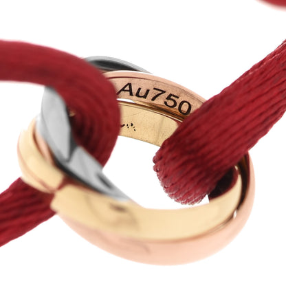 Cartier 18K Pink Yellow White Gold Trinity Cord Bracelet Red 7 of 10