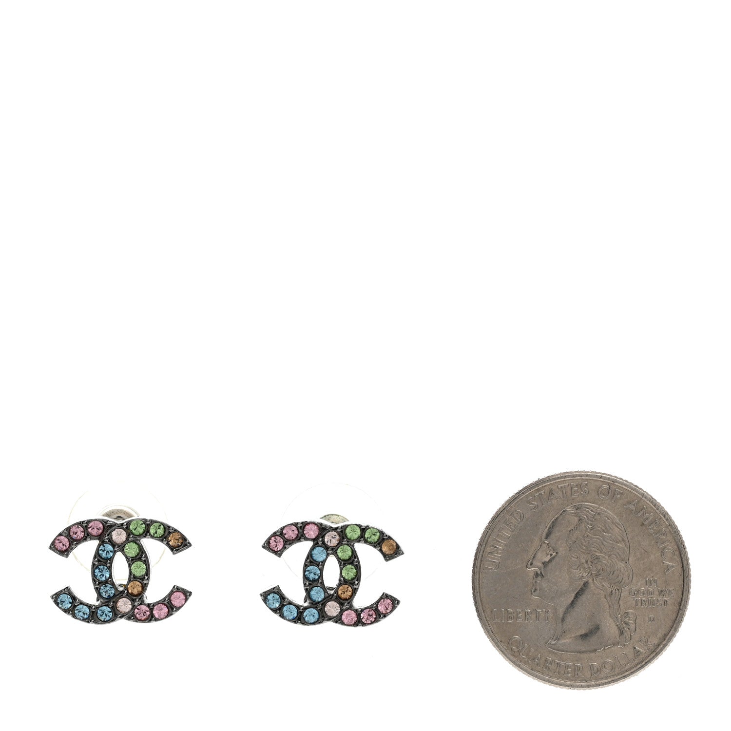 Chanel Ruthenium Crystal CC Earrings Multicolor 2 of 5