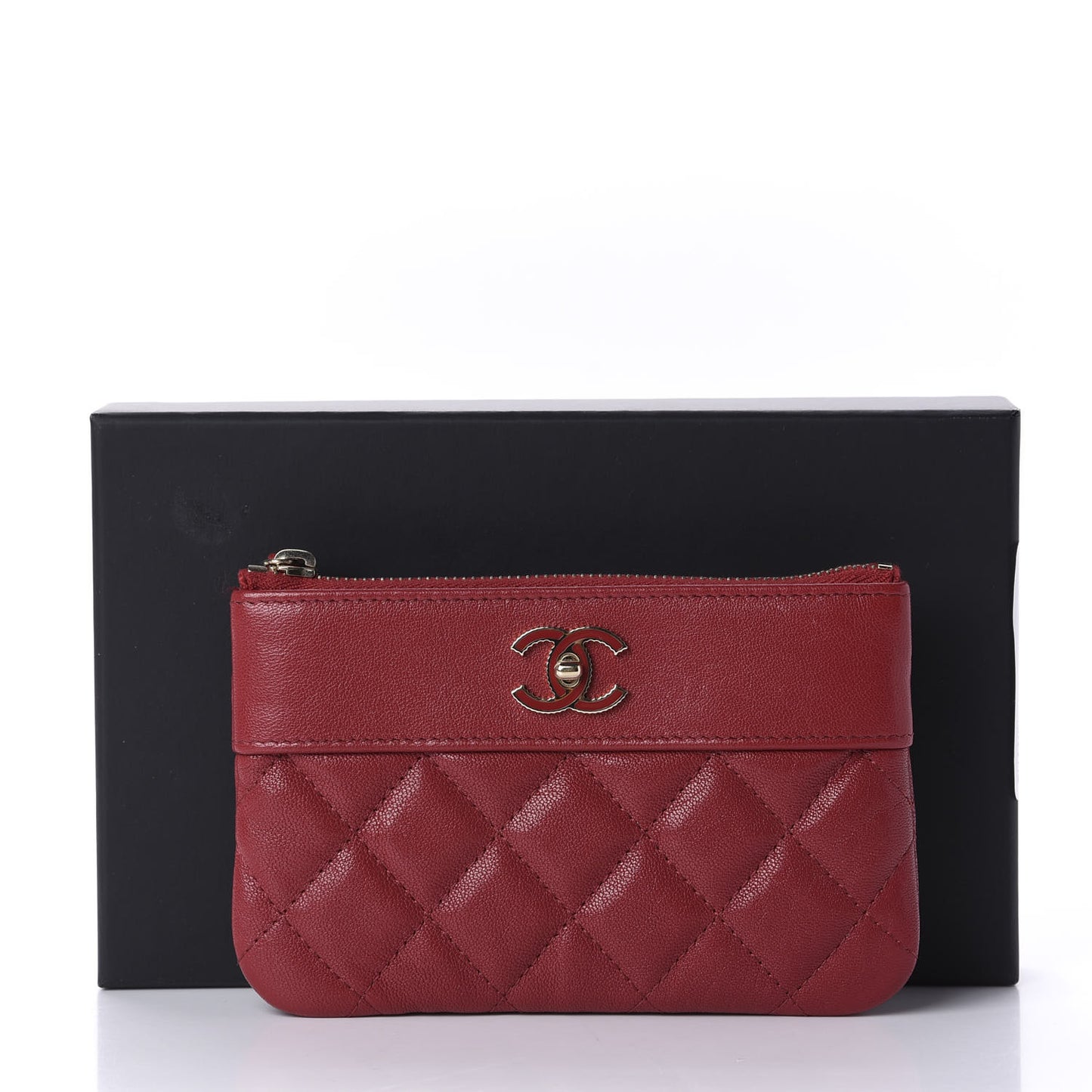 Sheepskin Quilted Small Vintage Mademoiselle Cosmetic Case Red