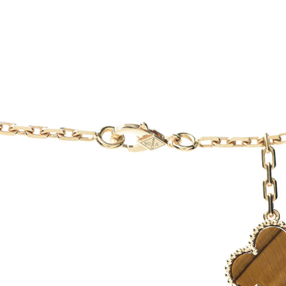 Van Cleef & Arpels 18K Yellow Gold Carnelian Tiger Eye 6 Motifs Magic Alhambra Necklace 4 of 5