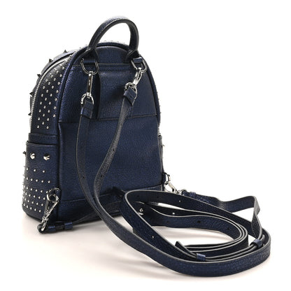 MCM Metallic Calfskin Stud X-Mini Stark Bebe Boo Backpack Blue 2 of 9