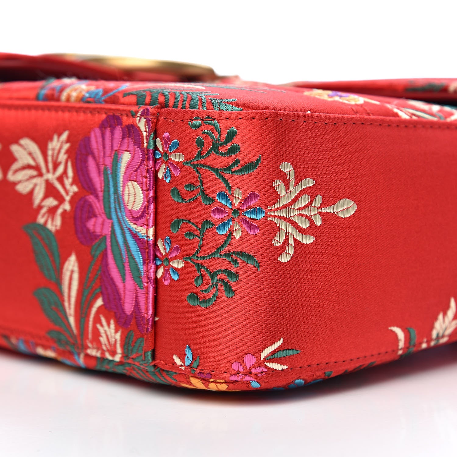Gucci Jacquard Matelasse Floral Medium GG Marmont Shoulder Bag Red 9 of 10