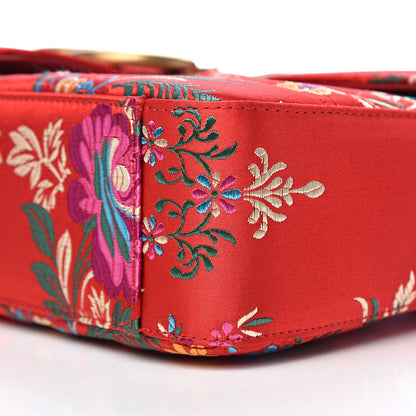 Gucci Jacquard Matelasse Floral Medium GG Marmont Shoulder Bag Red 9 of 10
