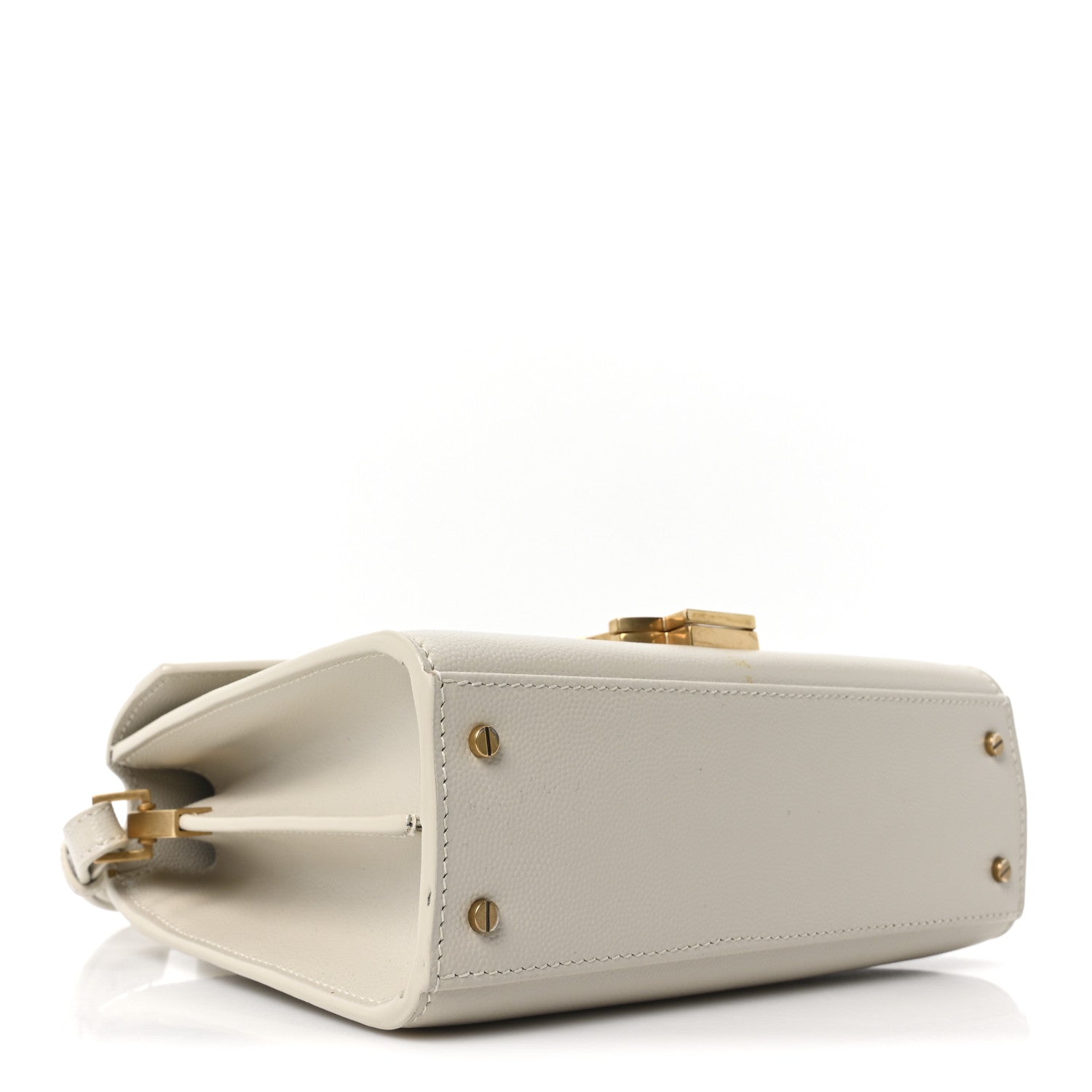 Saint Laurent Grain de Poudre Mini Classic Monogram Cassandra Top Handle Vintage White 4 of 11