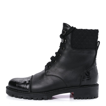 Christian Louboutin Calfskin Mayr Combat Boots 38.5 Black 1 of 9