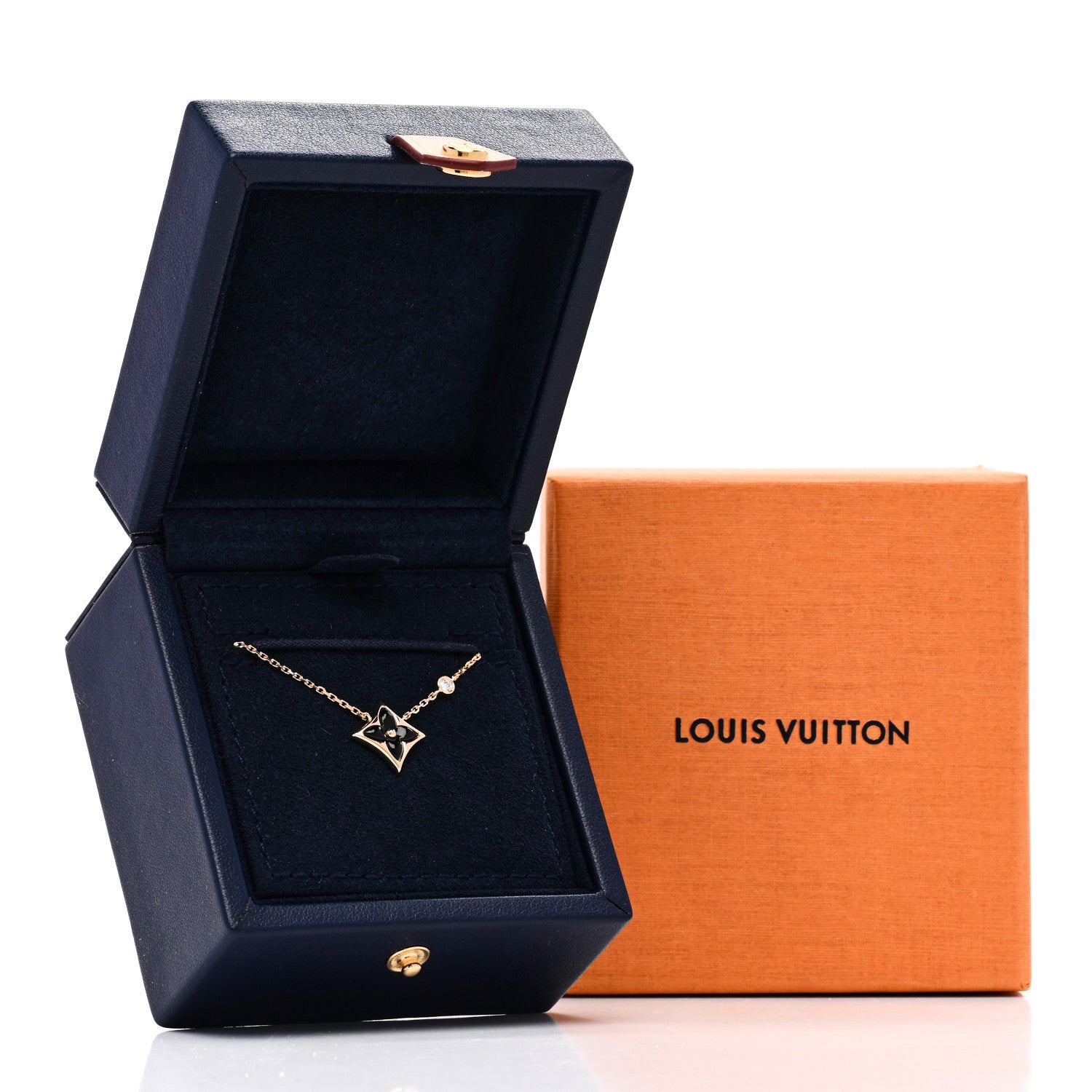 Louis Vuitton 18K Yellow Gold Diamond Black Onyx Color Blossom BB Star Pendant Necklace 6 of 6