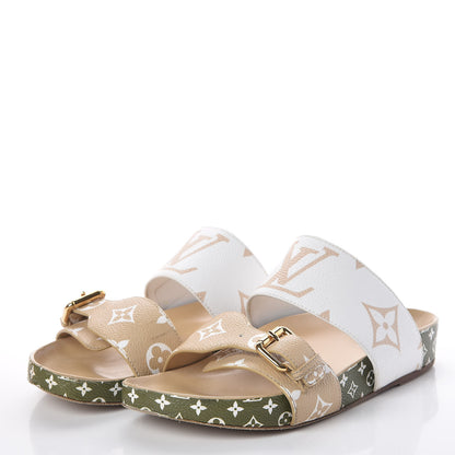 Louis Vuitton Monogram Giant Bom Dia Flat Mule Sandals 36.5 White Moka 3 of 11