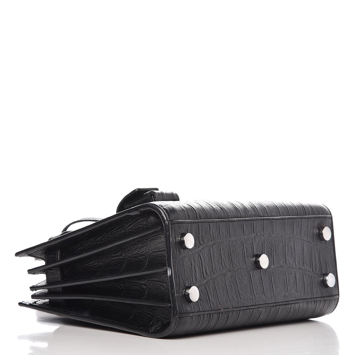 Calfskin Crocodile Embossed Nano Sac De Jour Black