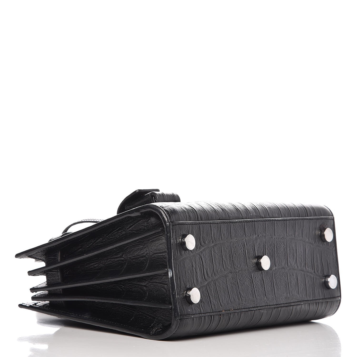 Saint Laurent Calfskin Crocodile Embossed Nano Sac De Jour Black 10 of 10