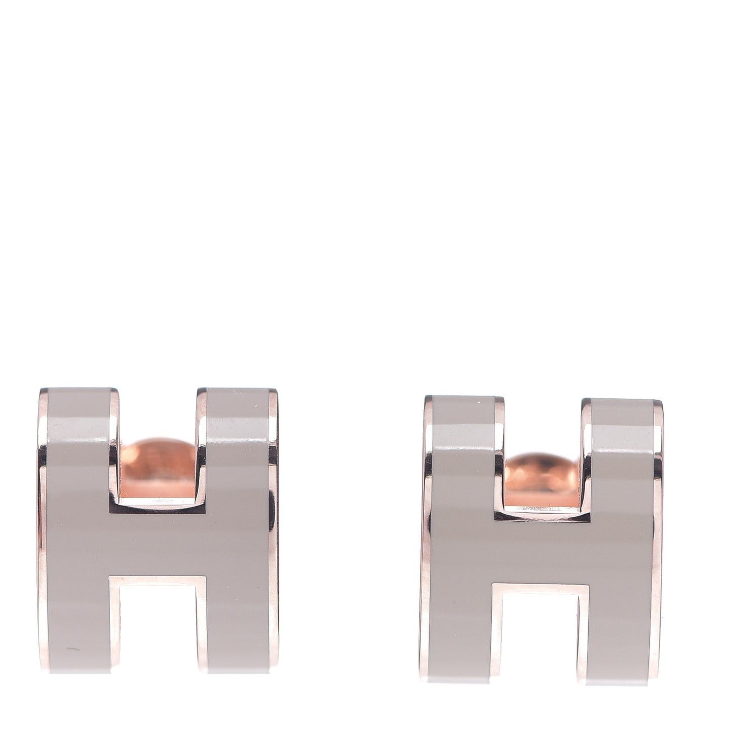 Rose Gold Lacquered Pop H Earrings Marron Glace