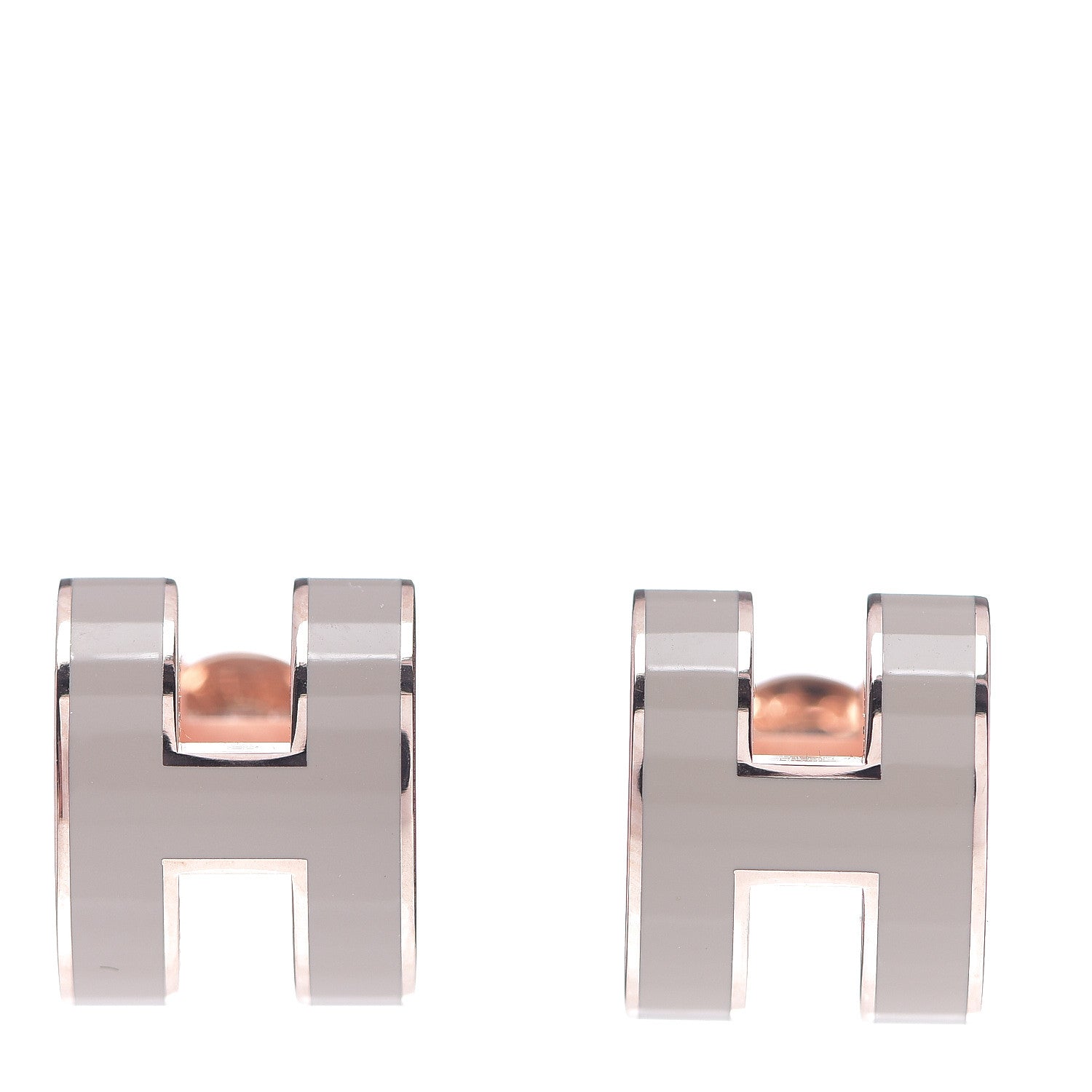 Hermes Rose Gold Lacquered Pop H Earrings Marron Glace 1 of 4