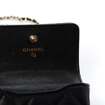 Chanel Caviar Quilted Mini Pearl On Top Coin Purse With Chain Black 8 of 11