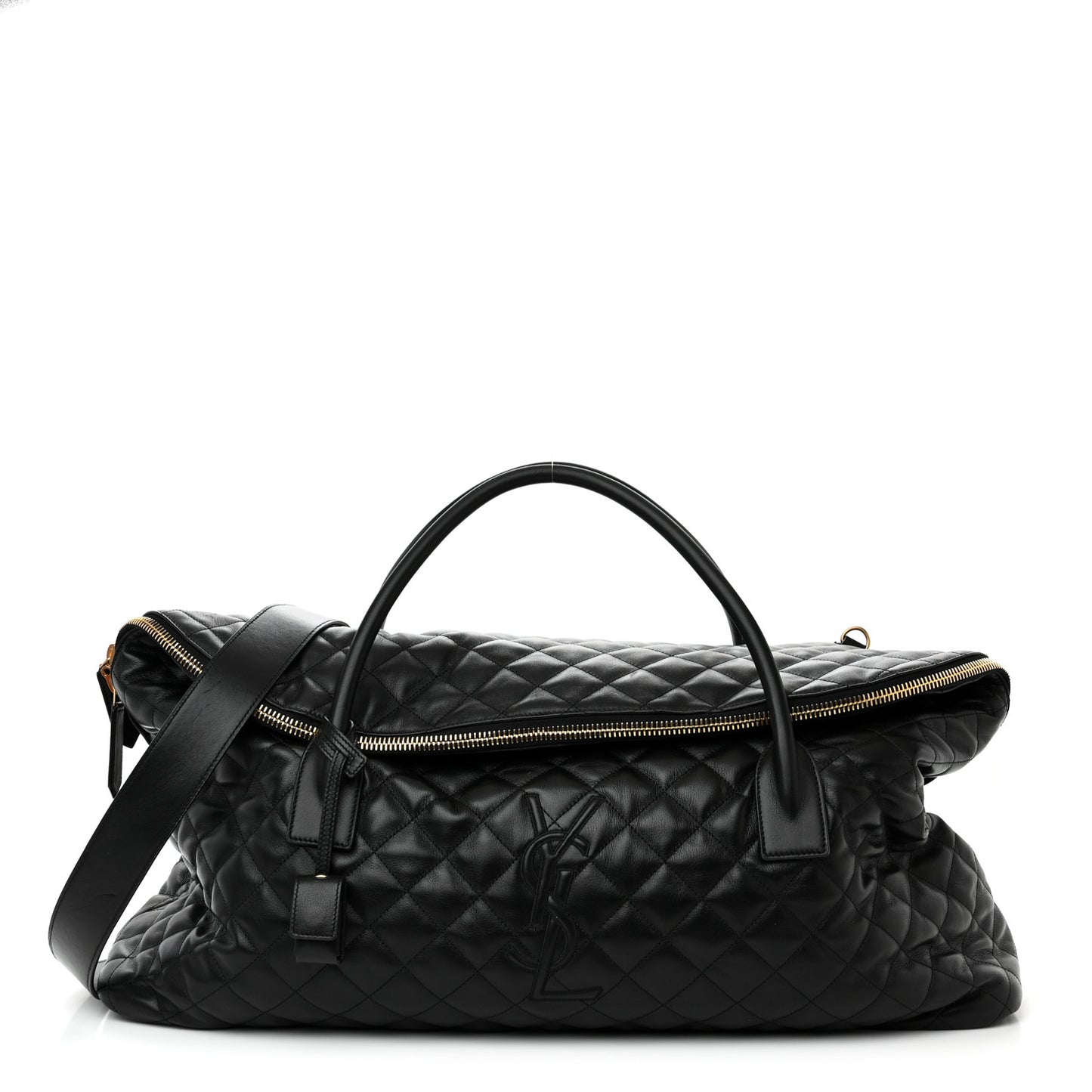 Calfskin Quilted ES Giant Travel Bag Black