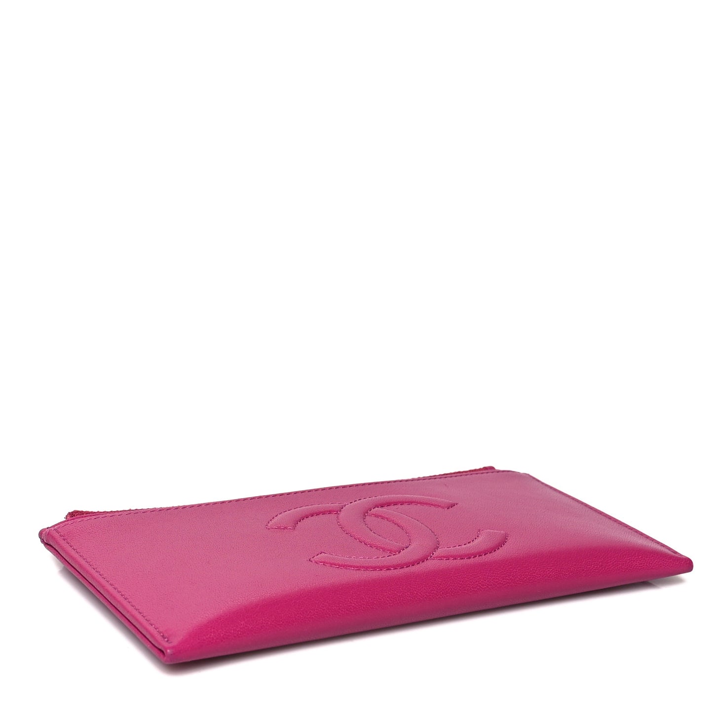 Calfskin Timeless CC Zip Pouch Fuchsia