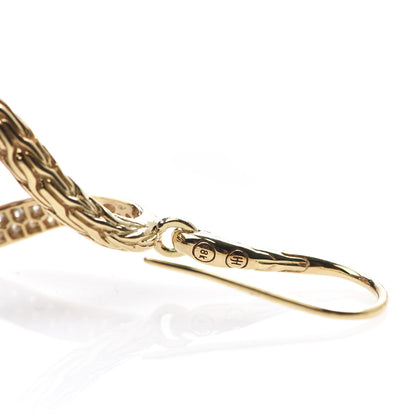 John Hardy 18K Yellow Gold Diamond Classic Chain Twisted Wave Drop Earrings 4 of 4