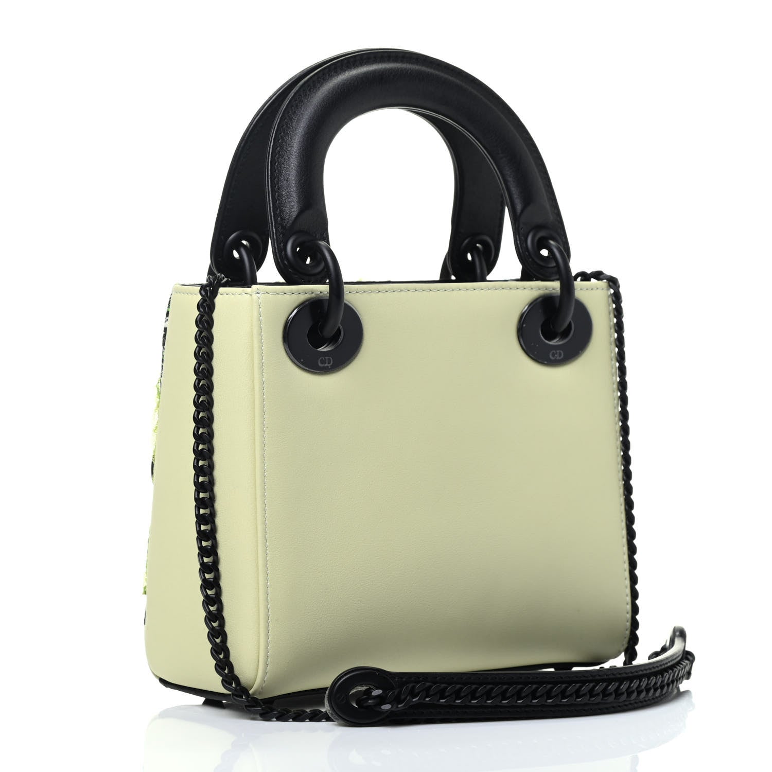 Christian Dior Smooth Calfskin Embroidered Mini Lady Dior Green Black 4 of 10