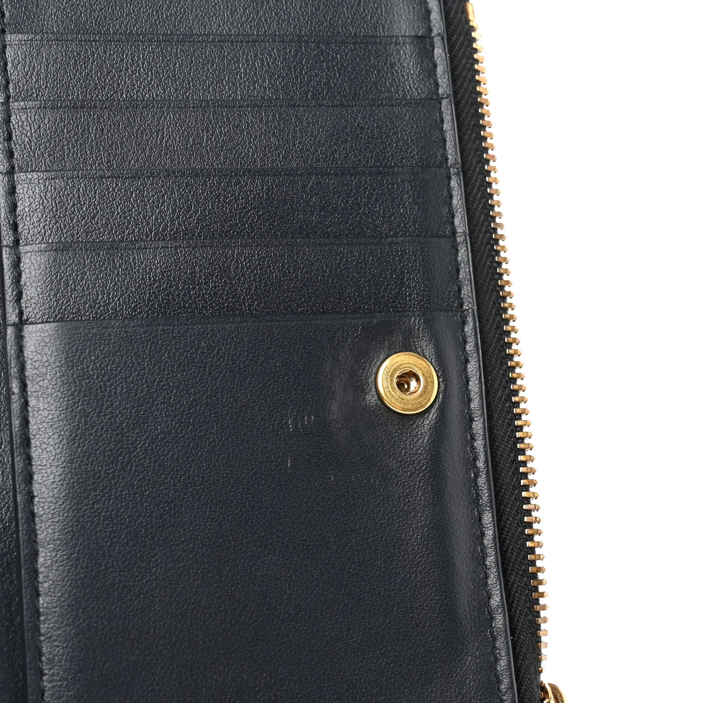Nappa Intrecciato Medium Bi-Fold Zip Wallet Dark Blue