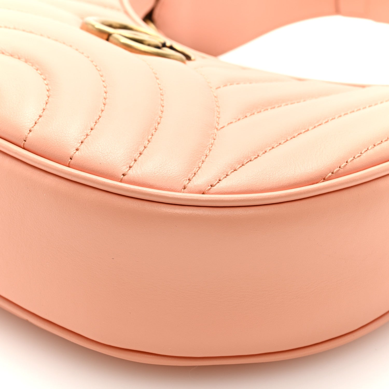 Gucci Calfskin Vertical Ring Matelasse Mini GG Marmont Half Moon Hobo Peachy Chic 8 of 8