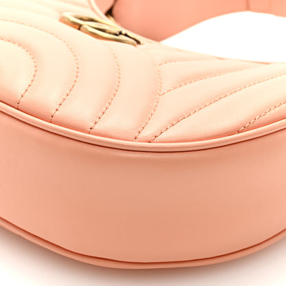 Gucci Calfskin Vertical Ring Matelasse Mini GG Marmont Half Moon Hobo Peachy Chic 8 of 8