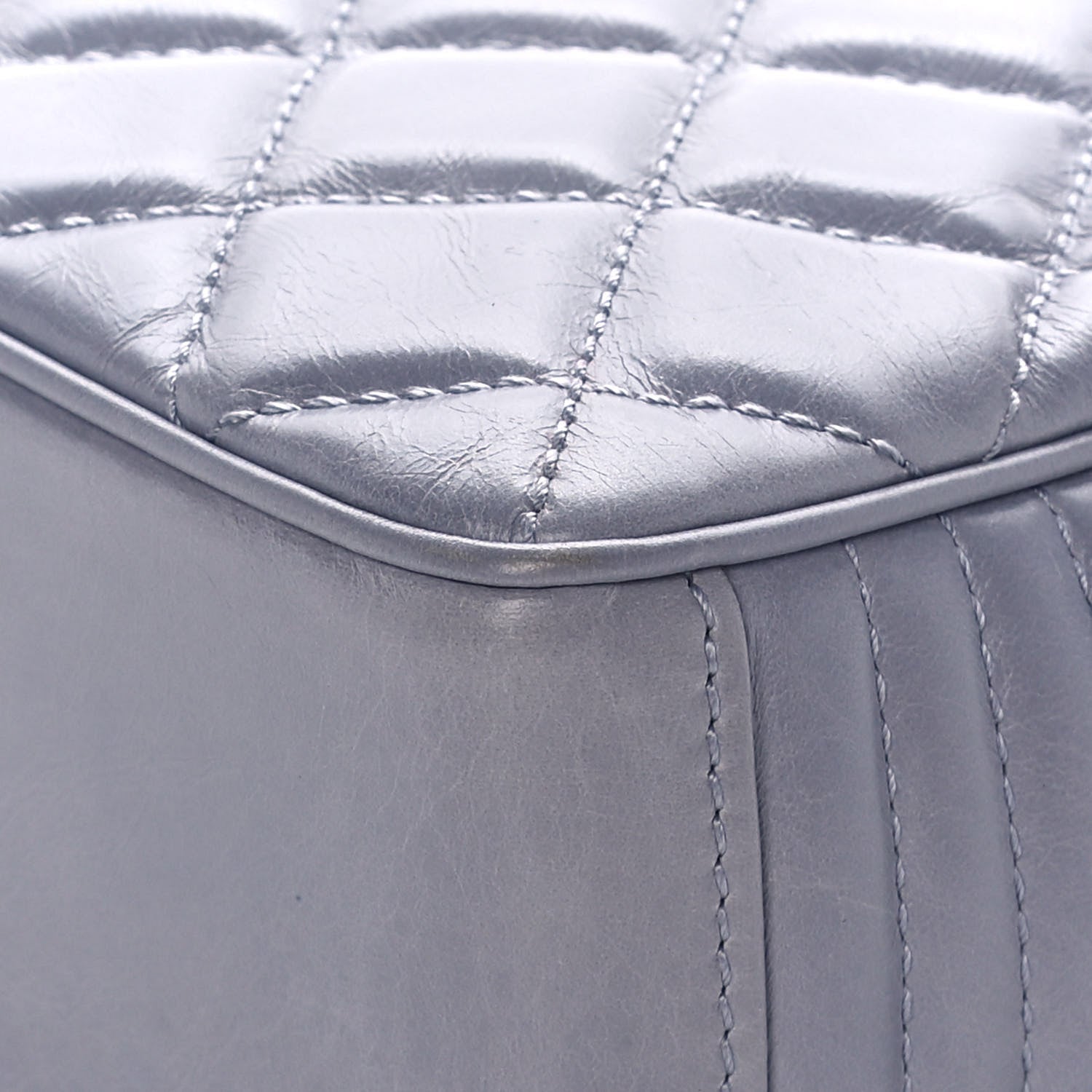 Chanel Glazed Calfskin Quilted Medium Coco Boy Flap Light Grey 8 of 13