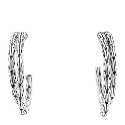 John Hardy Sterling Silver Classic Chain Double Hoop Earrings 1 of 4